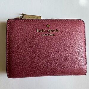 Kate Spade Dusty Rose Leather Wallet with Gold Accents